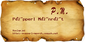 Pöpperl Ménrót névjegykártya